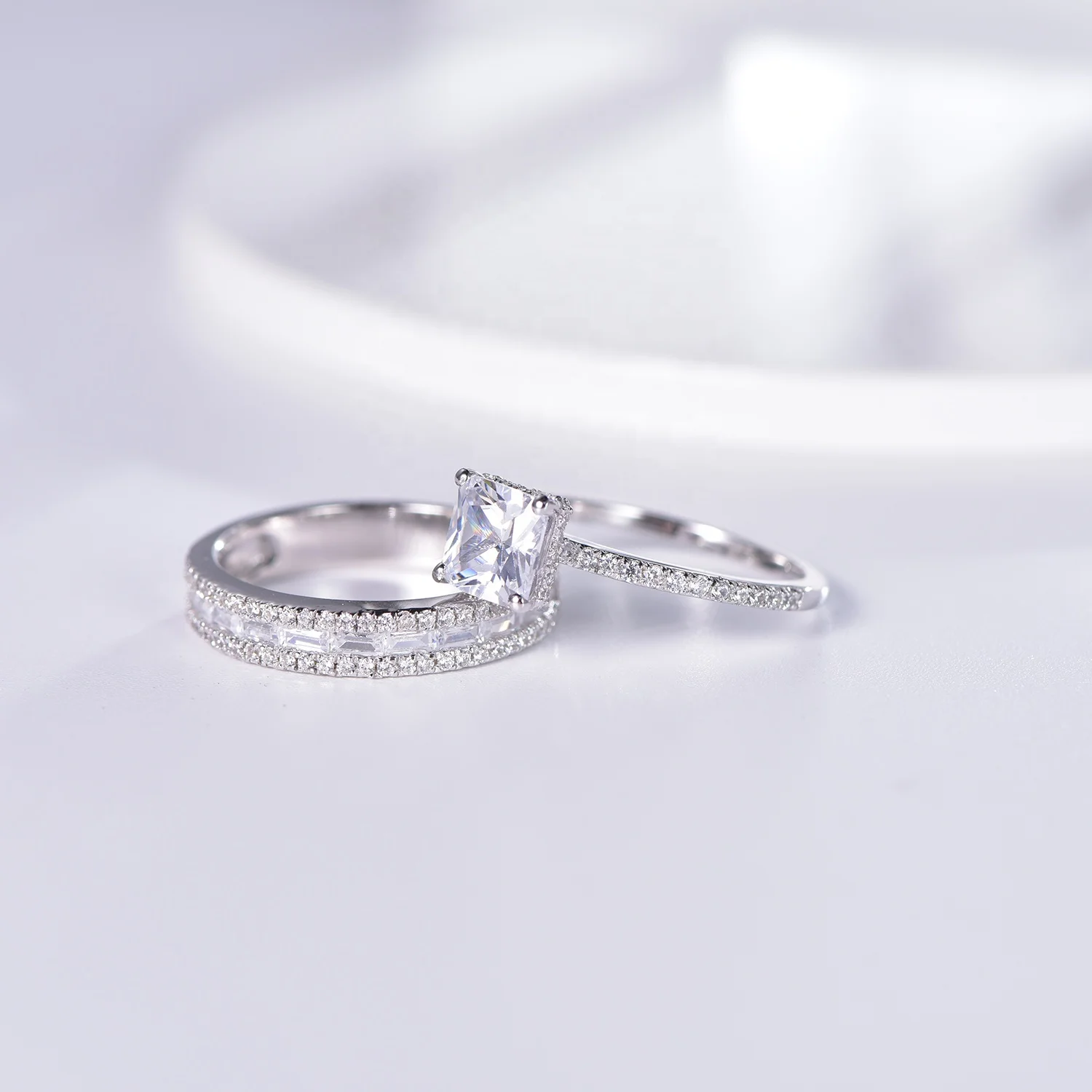 18k white gold wedding ring 925 silver engagement rings set 925 wedding ring set
