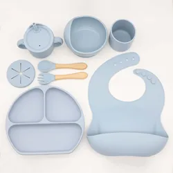 Reusable Anti-breakage Hot Designs on Amazon Silicone Baby Tableware Set With Divisions