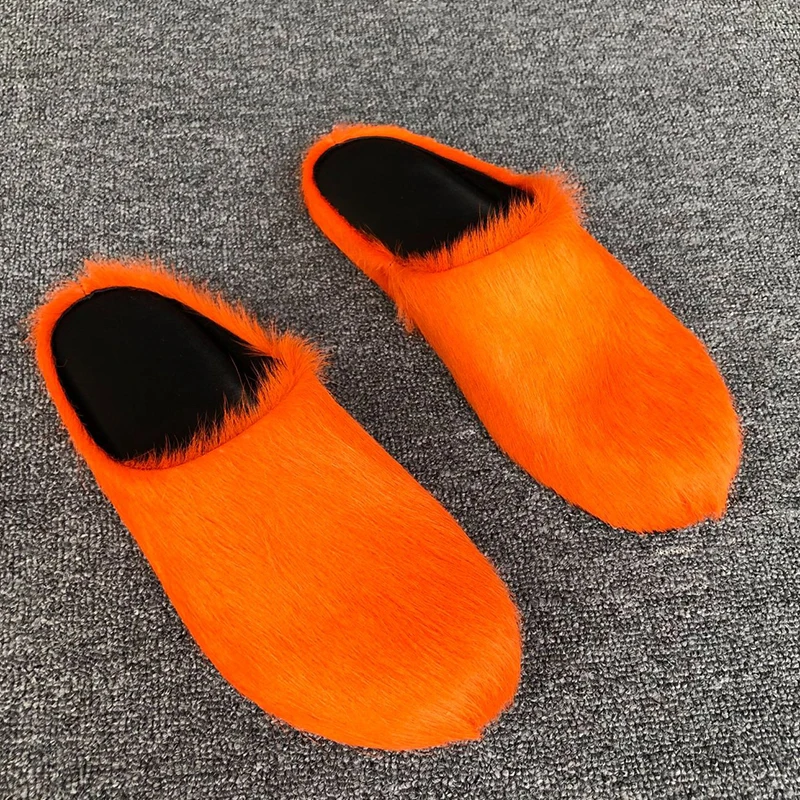 Greatslides Horse Hair Fur Slippers Trendy Lady Sandal 2024,Wholesale Custom House Slippers Sandals For Ladies