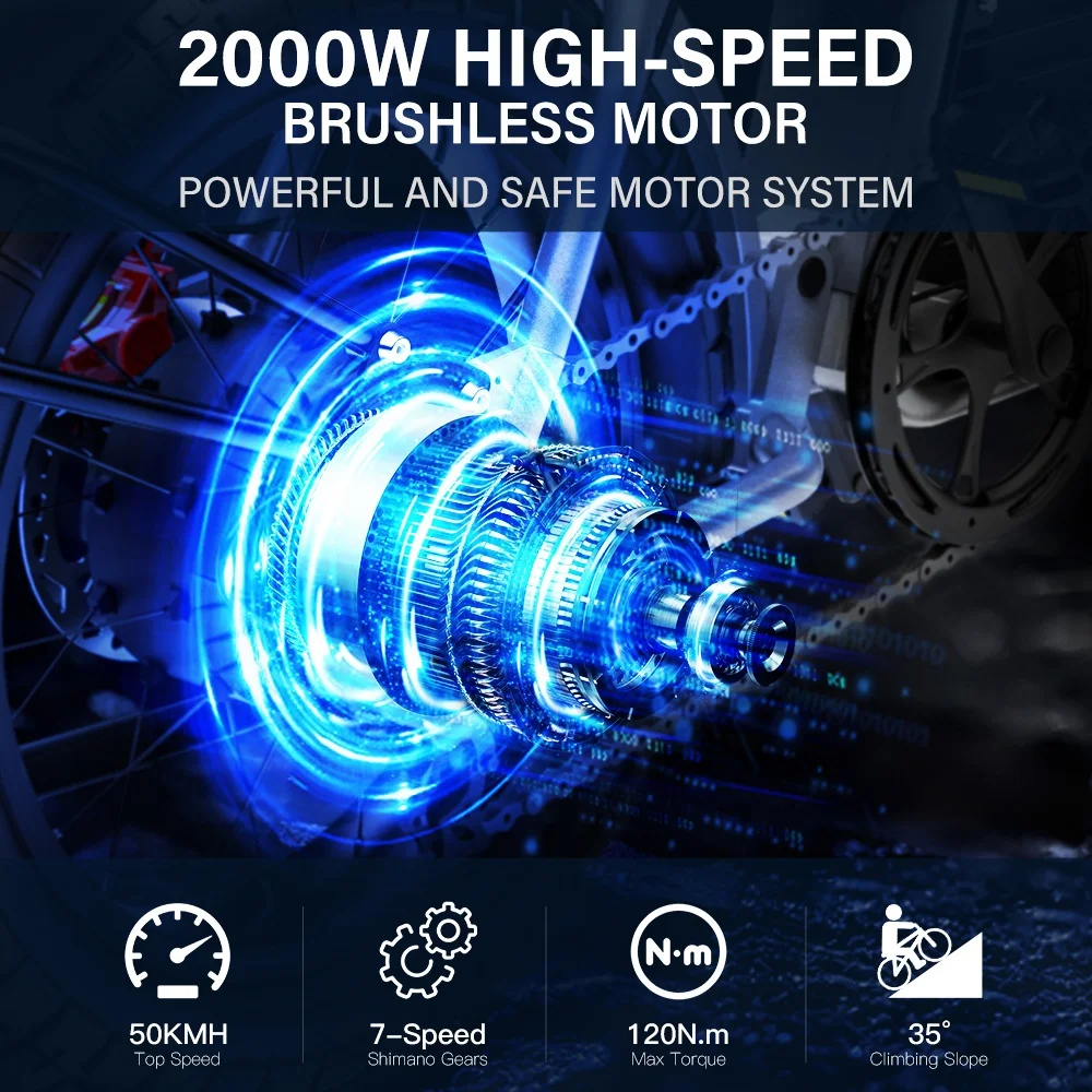 Factory Hot Sale COSWHEEL CT20S 48V 60V 2000w Ebike Electric Hybrid Bike Long Range Adult 100 mile 20*5.0 Fat Tire Electric Bike