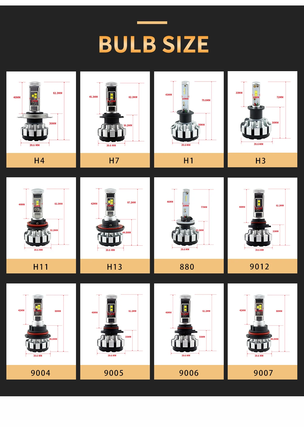 
2021 New Turbo LED H4 H13 9004 9007 40 watts 4000 lumen car bulb H1 H7 H11 9005 9006 T1S led headlight for car motorcycle truck 