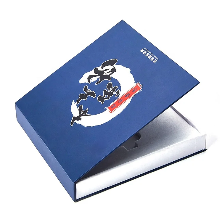 Customized Empty Blue Cardboard Luxury Fancy Magnetic Electronic Product U Disk Data Line Flip Top Hard Gift Box