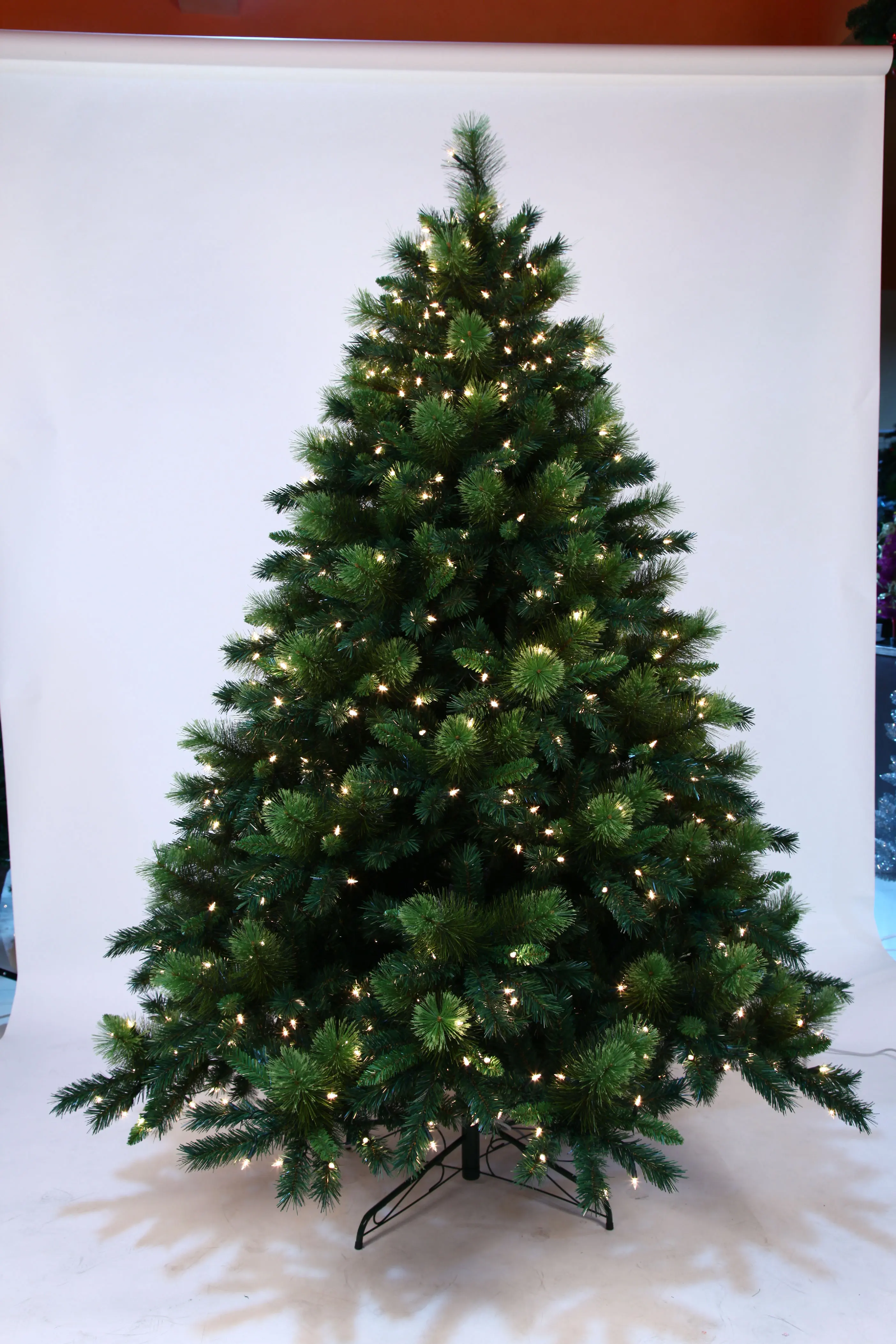 2024 Factory Price Prelit  Pine Needle Artificial Christmas Tree with LED Lights PVC  Material