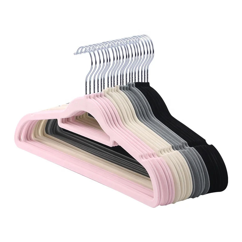 Perchas Terciopelo Slim Ultradelgada Antideslizante X 50 Premium Pack Color Natural velvet hanger with tie bar