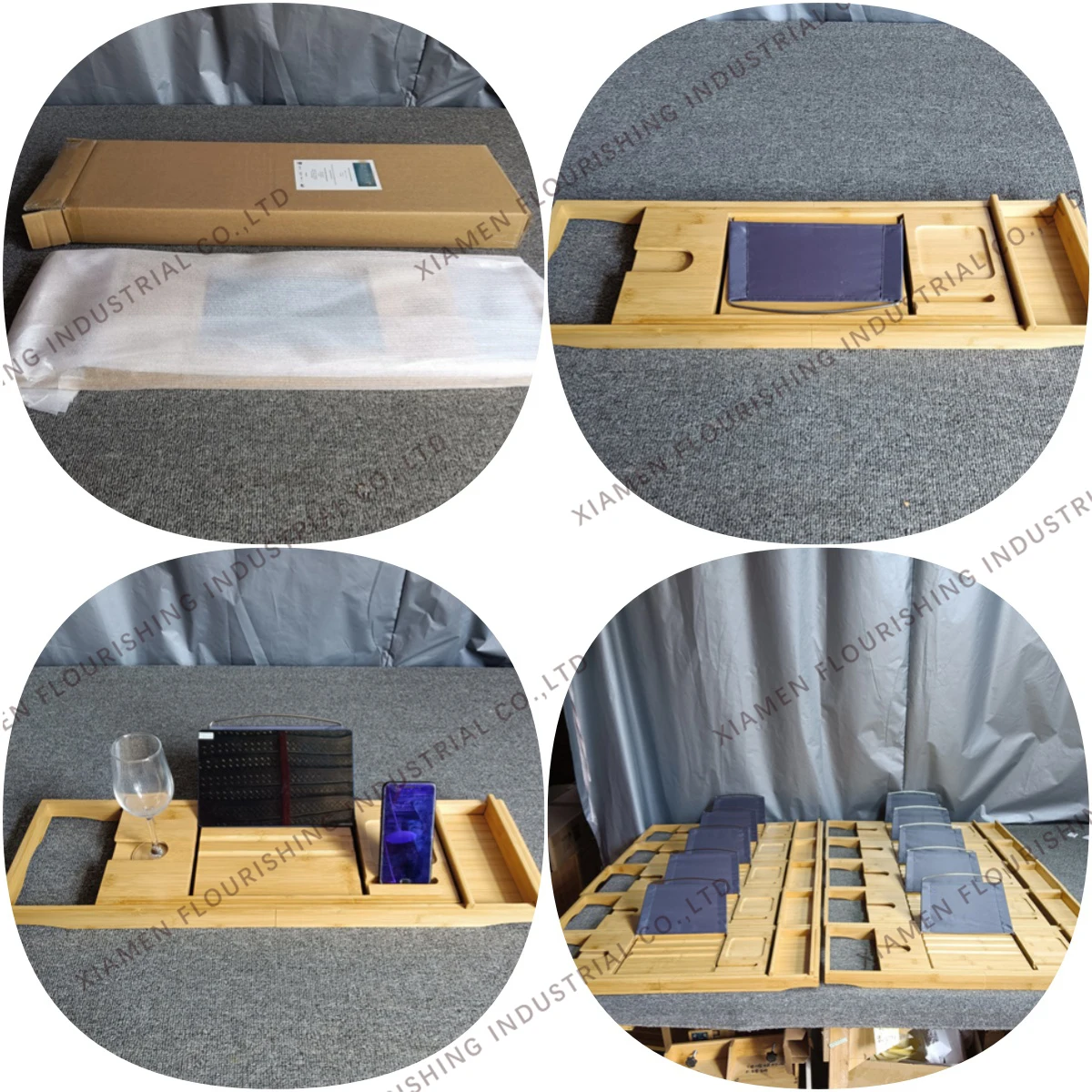 Expandable Bath Tray Table with 1 Sliding with Book Wine Phone Holder Tray for Tub Bath Accessories Bamboo Bathtub Caddy Tray