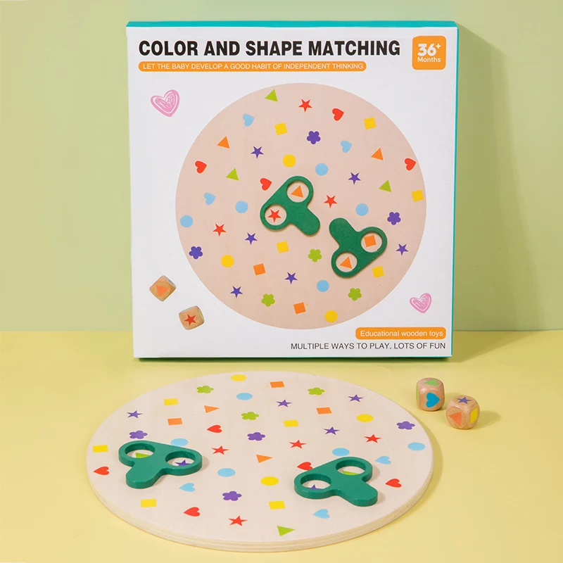 Brain Shape Matching Battle Education Parent-child Wooden Toys Coordination Logical Thinking Training Interactive Board Games