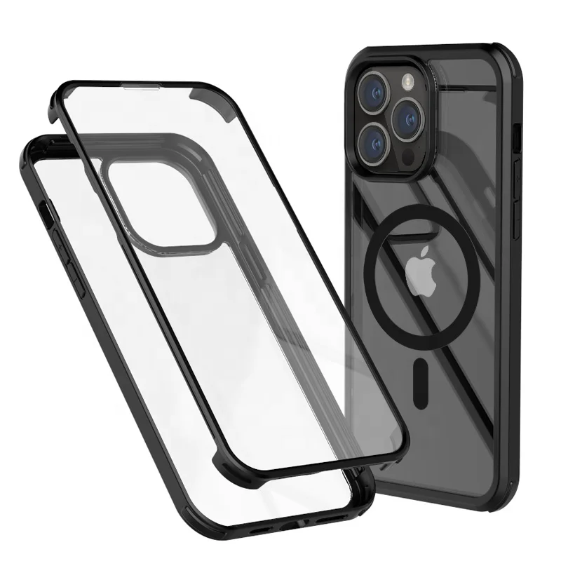 2023 SHENZHEN NEW SALE STYLE DOUBLE SIDE Tempered-Glass mobile phone cases tpu pc phone case for iPhone 14 pro phone case