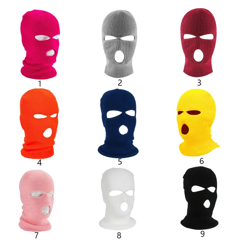 Winter Full Head Black White Designer Custom Skimask Ski Mask Knit Balaclava 3 Hole Hat