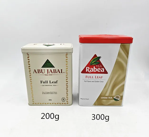 Food Grade Custom 300g Metal Tinplate Canister Rectangular Packaging  Box Tin for Coffee Loose Tea