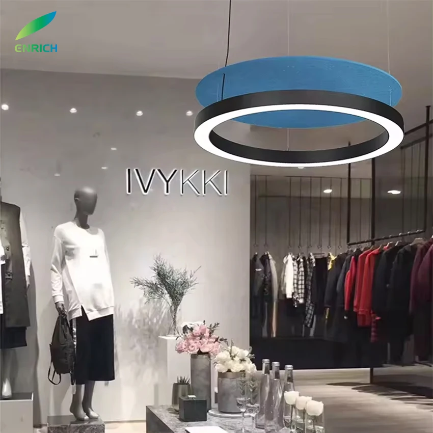 European Chandelier Hard Felt Fabric Ceiling Lamp Ring LED Pendant Light Non-Woven PET Felt Lamp 5 Years Warranty