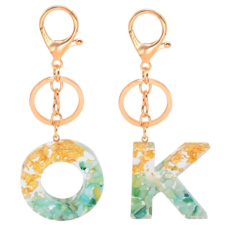 Cute Acrylic Keychains 26 English Letter Pendant Key Chain Ring Charm Glitter Keyring Bag Gift Luxury Couple Jewelry
