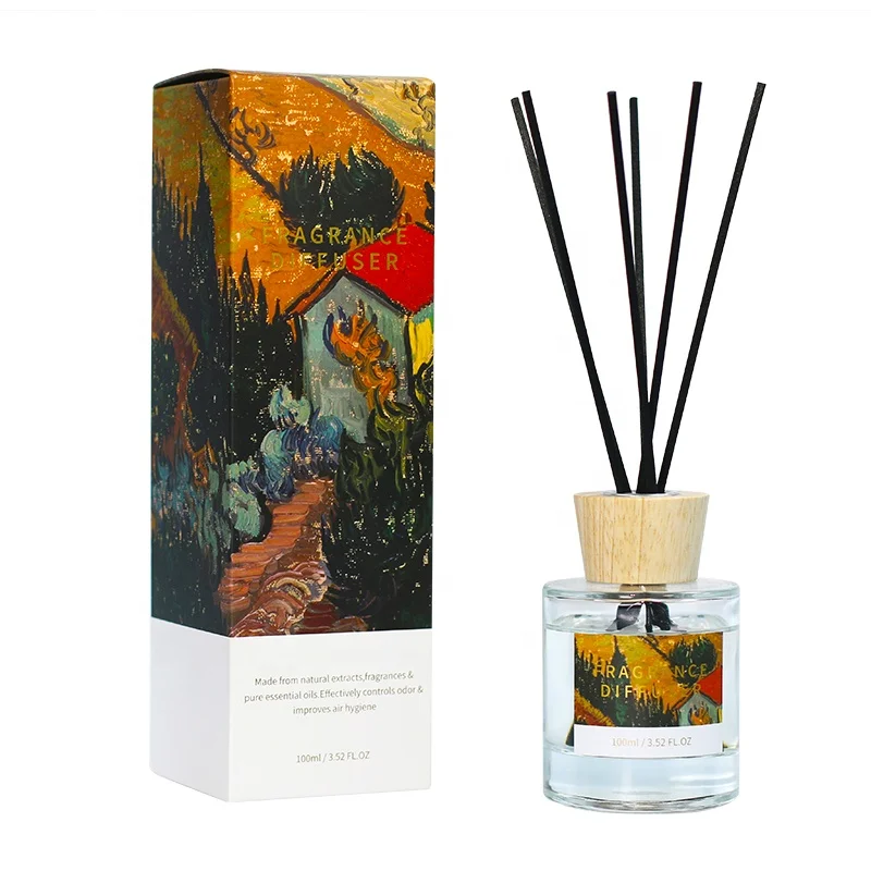 100ml Luxury hot sale Custom Private Label Glass Bottle Rattan Sticks Essential Fragrance Reed Diffuser glass bottle In Gift Box