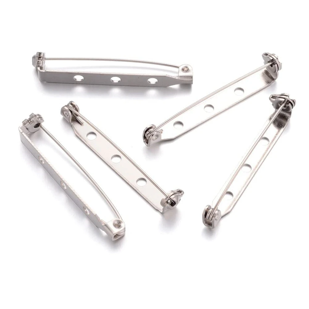 Best quality 25mm/32mm silver brooch pins steel safety pin with holes