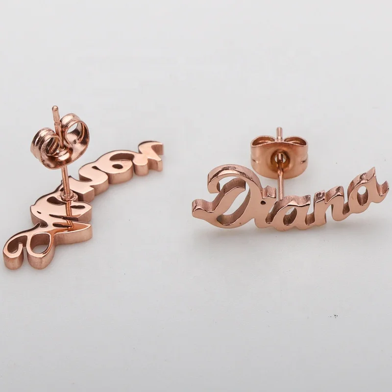 
jiushang diy Initial letter personalized silver rose gold plated custom hoop earring 