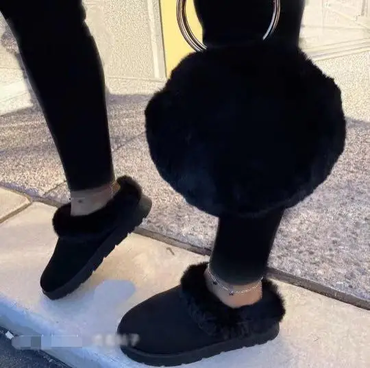 New Arrivals 2021 Ladies Casual Fur Shoes Cute Bow Knot Women Plush Loafers Shoes Fluffy Furry Slip-on Sneakers Shoes