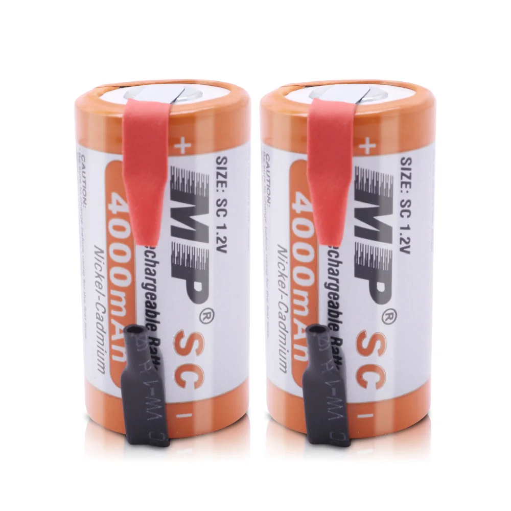 4000mAh Sub C NiCd Rechargeable Batteries for Power Tools 1.2V Flat Top Sub-C Cell Batteries with Tabs