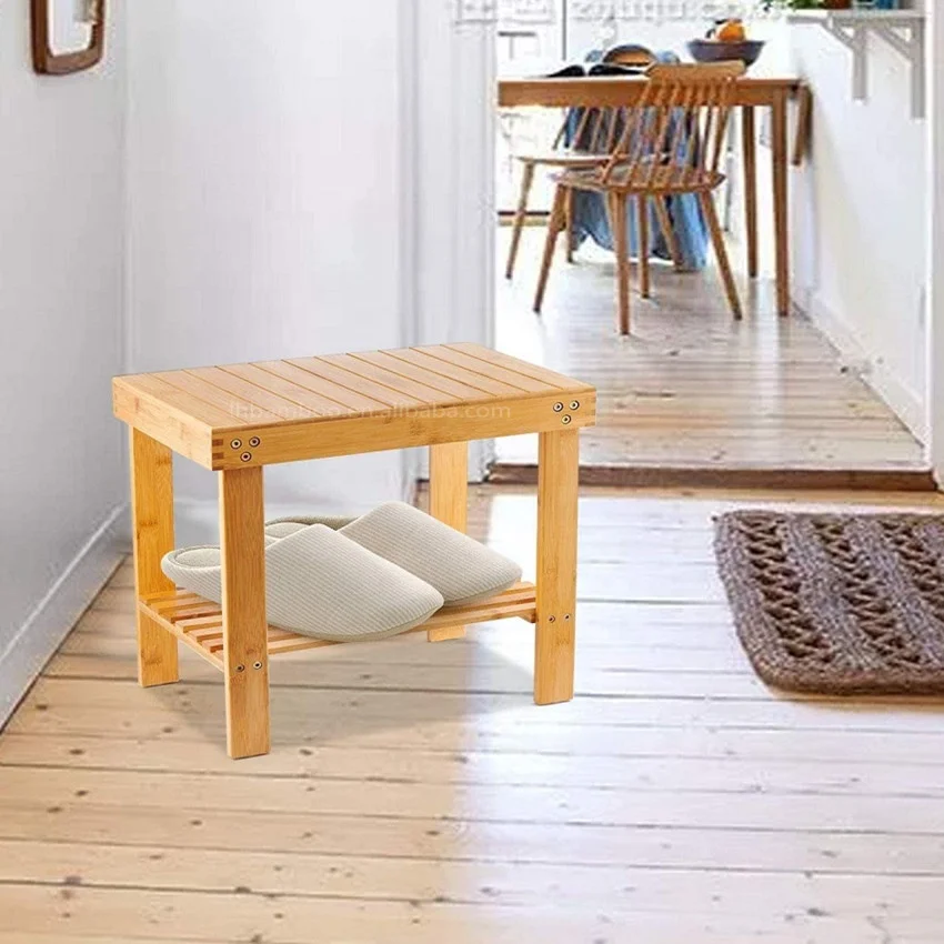 
Premium Bamboo Shoe Bench Rack Storage Shelves Organizer 