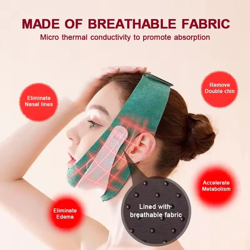 2024 New Environmentally Friendly Reusable Green Pink Double Chin Tightener V Line Mask Facial Slimming Strap V Face Lift Belt