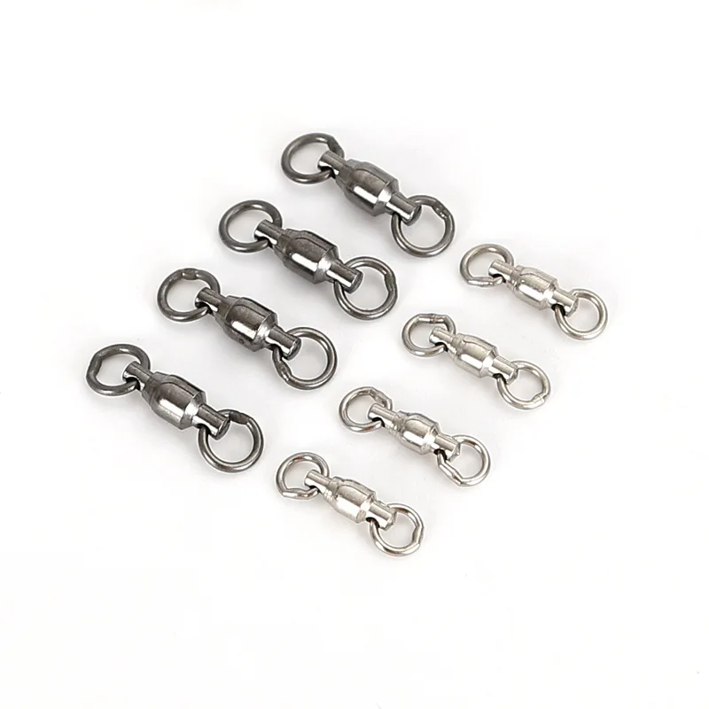LETOYO Black Silver Bearing Fishing Swivel 5# Heavy Duty Premium Ball Bearing Swivel With Solid Ring Barrel Swivel Smooth 10/0