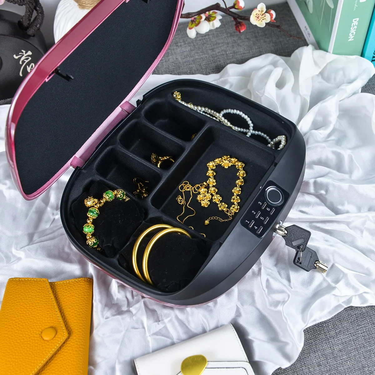 Luxury Jewelry Boxes Fingerprint Factory new arrival Portable Box Watch and Jewelry For Women