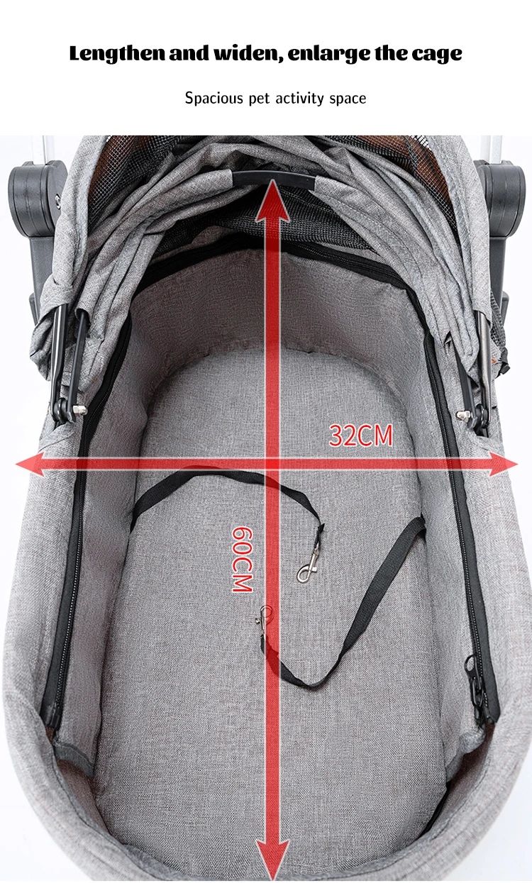 2024 Pet Stroller Cat Dog Stroller With Storage Basket Foldable Lightweight Dog Carrier