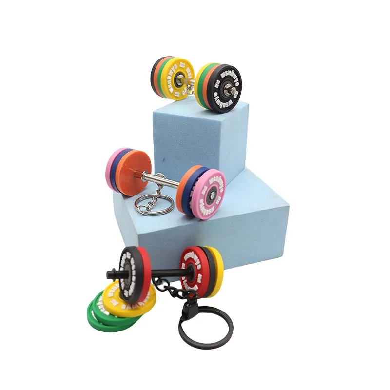 Wsnbwye rep adjustable dumbbells weight plates DIY fan llaveros plate soft pvc steel adjustable dumbbells keychain