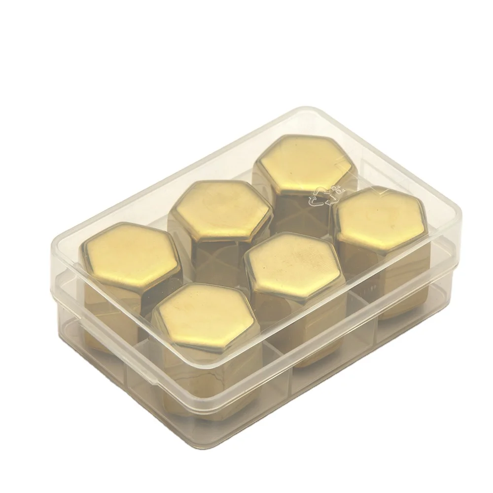 
New arrival hexagon shape stainless steel reusable whiskey chilling stone for drinks 