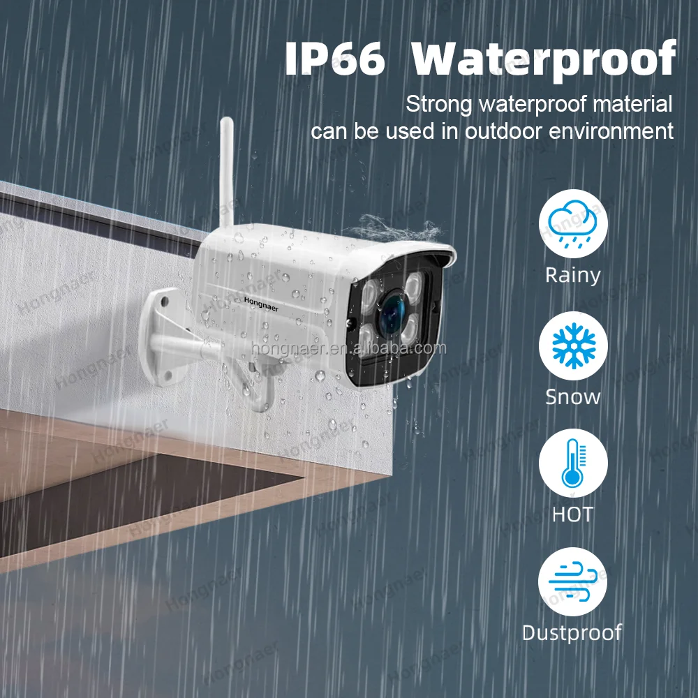 Hongnaer 3MP Plug And Play 4CH NVR Home IP Security CCTV Camera Kit Surveillance System Wireless WiFi Indoor Outdoor CCTV System