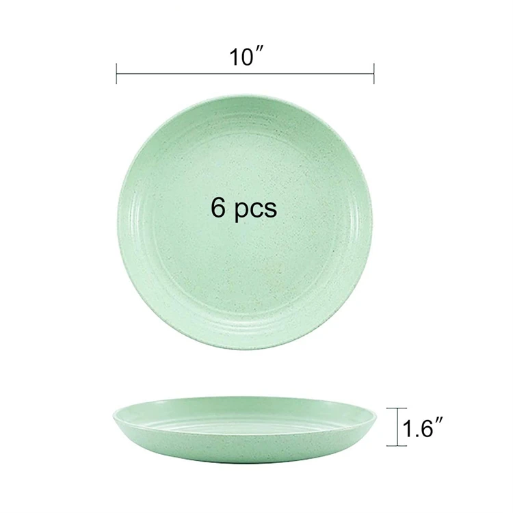 10 Inch Wheat Straw Deep Dinner Plates Set of 4 Microwave and Dishwasher Safe Unbreakable Sturdy Plastic Dinner Plates