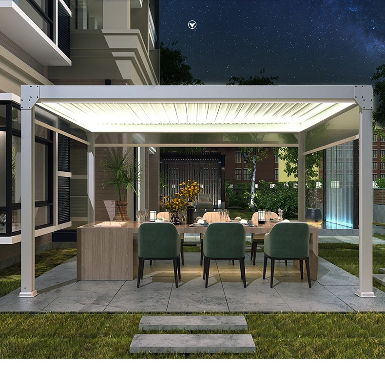 CHINA Custom Aluminium Pergola System With Sliding Canopy
