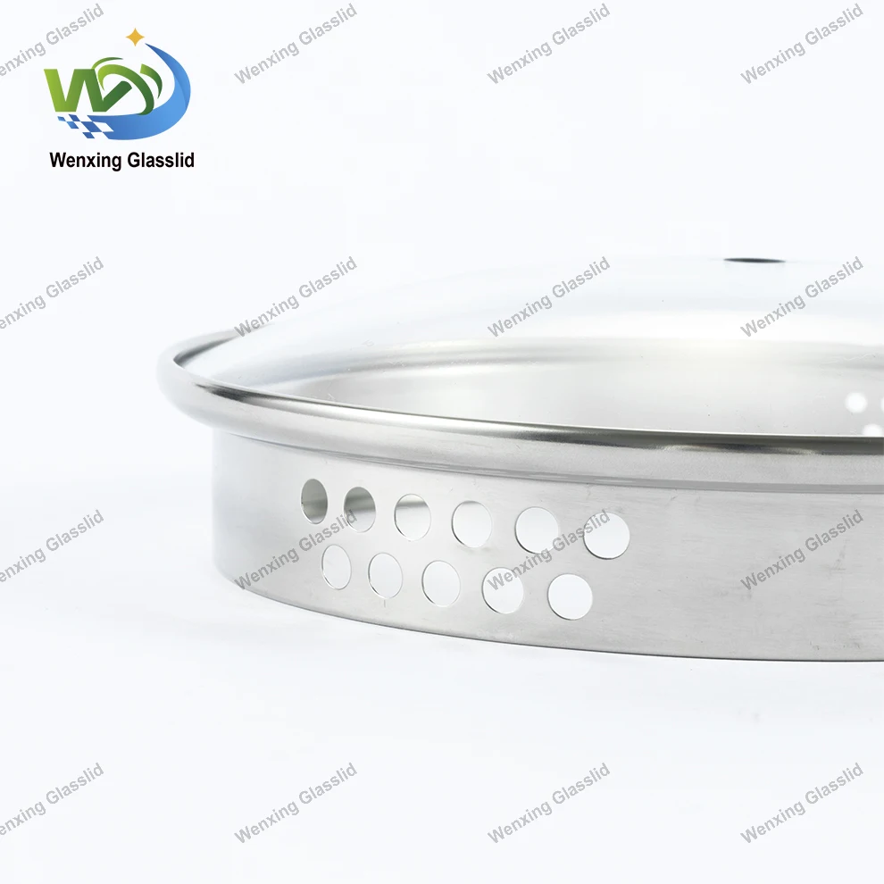 Multi Sized Kitchen Cookware Part  Strainer L Type Glass Pot Lid for Frying Pans Essential Cookware Parts Glass Wok Lid