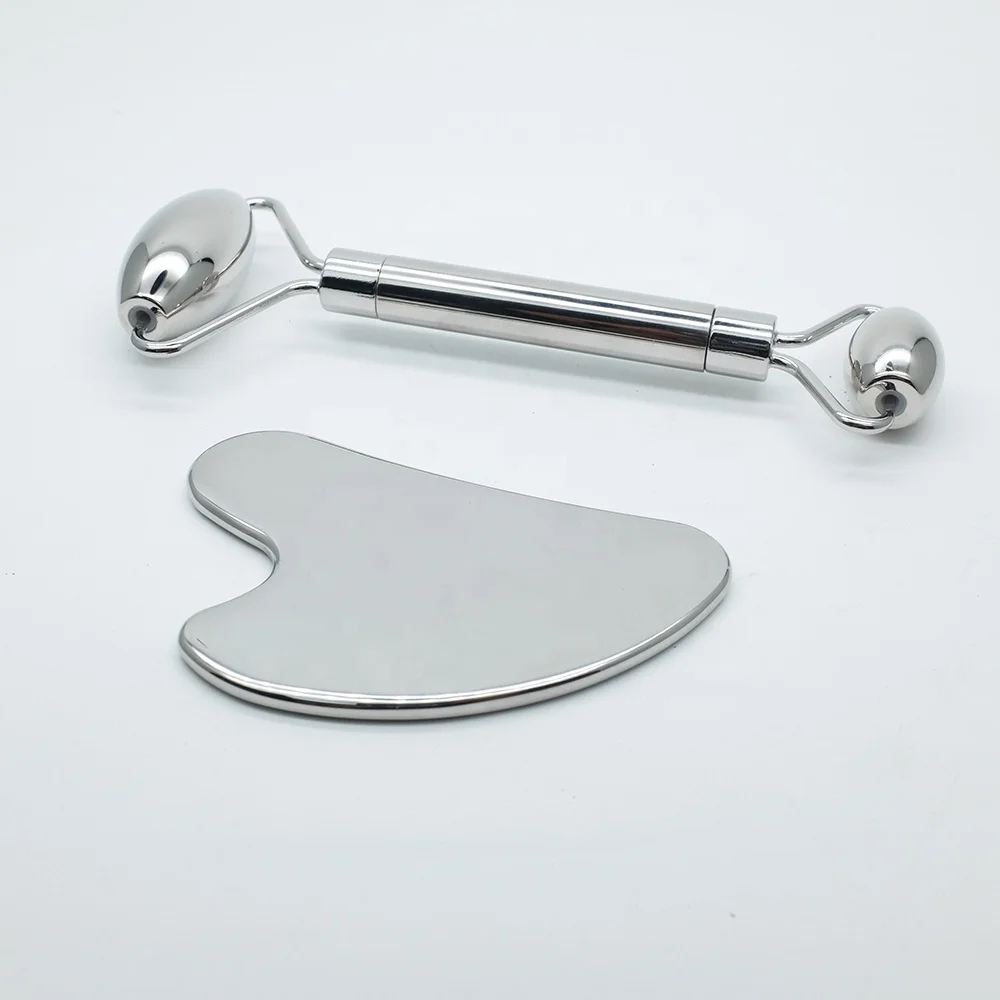 Stainless Steel Jade Roller and Gua sha set for Facial Massage
