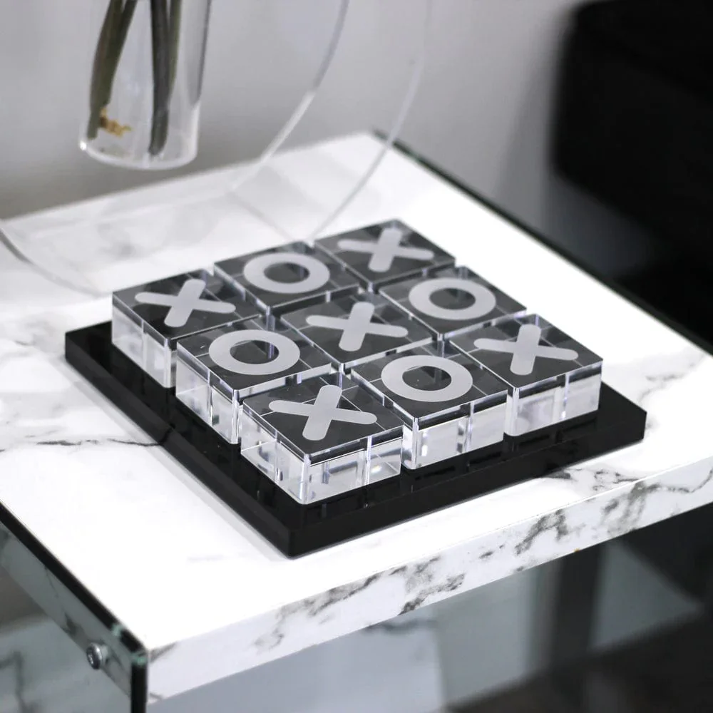 Hot Selling Acrylic Cubed Tic Tac Toe XOXO game Lucite Tic Tac Toe Set Decor Game