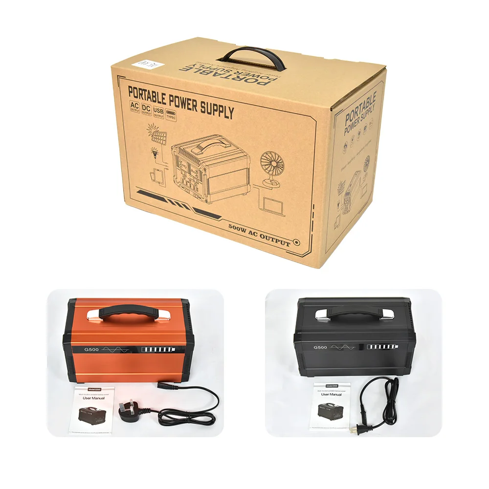 
AC output quick charge 500w camping emergency solar rechargeable charging station portable power station 