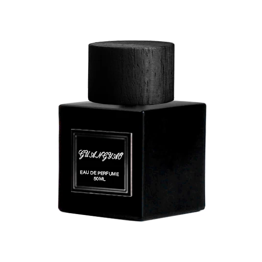 New Design Black And White 50ml Perfume Bottle 100ml Square Frosting Glass Bottle With Luxury Wooden Cover