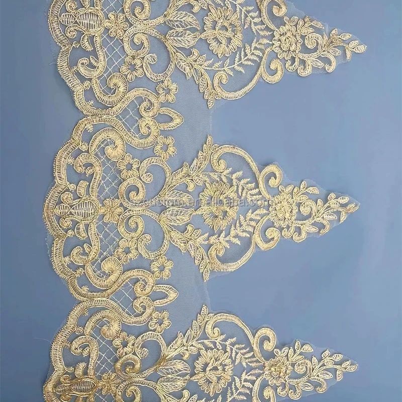 hot sale africa embroidered gold and silver border lace trim tassel braid lace trimming