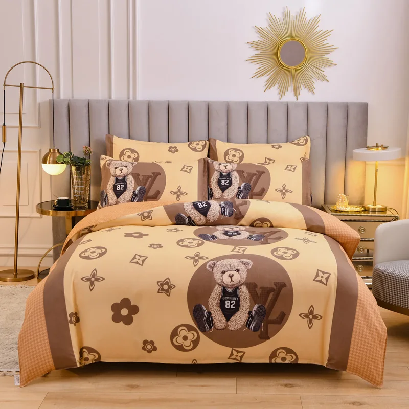 Hot Selling Printed Cotton Four-piece Hotel Quilt Bedspreads  3Pcs 4Pcs  bed sheet set Bedding Sets