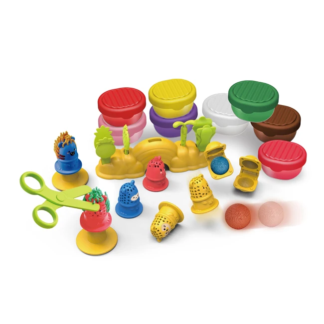 Multi functional plasticine toy safety haircut game modeling kids play color clay air dry clay toy