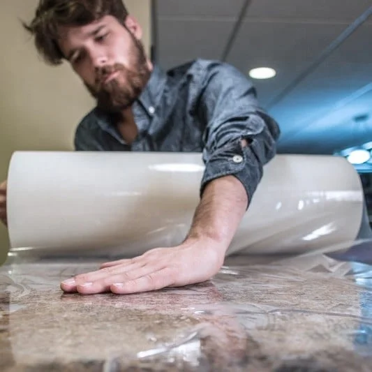 Free sample LDPE removable anti scratch dust sheet water proof tile Marble pattern glass protection film