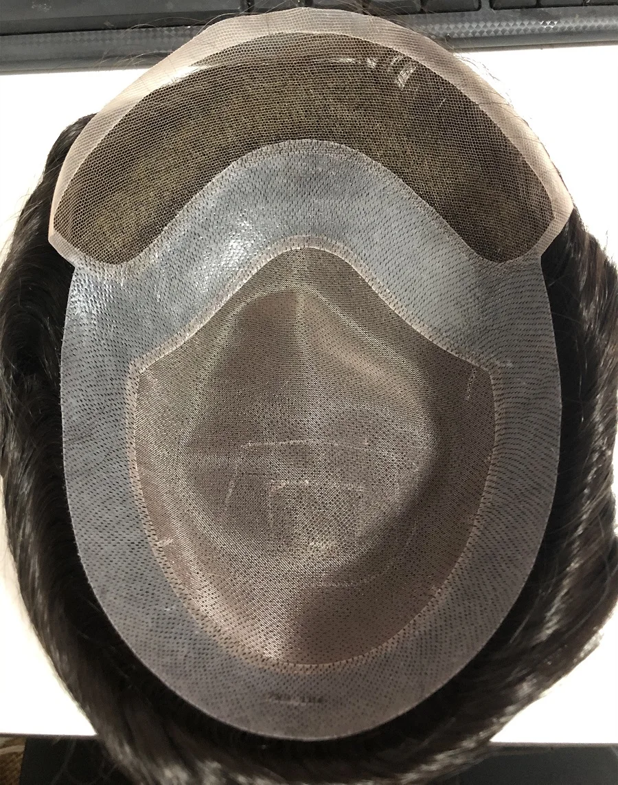 Ready Stock Products Transparent Lace Front Wigs Mono Top PU Around Swiss Lace Front Ver-lace Human Hair Toupee for Men