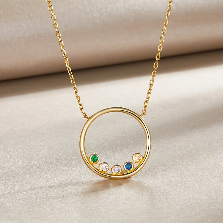  18k Gold Plated Jewelry Sets Tassel Color CZ Stone Circles Necklace