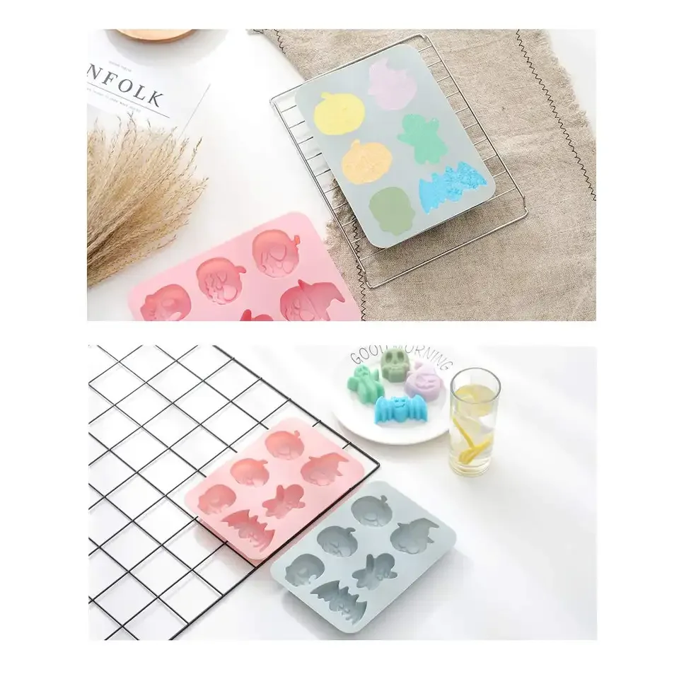 Halloween Eco-Friendly Silicone Mold Chocolate Candy Gummy Jelly Ice Cube Melting Cookie Soap Crafting Various Halloween Shapes