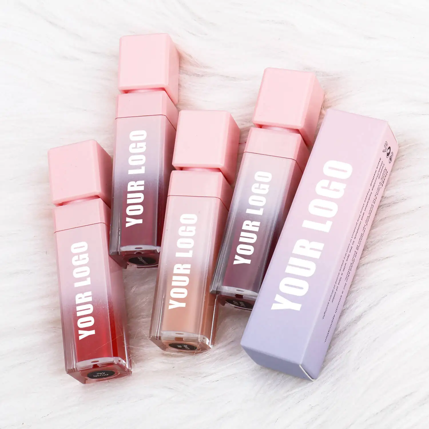 Luxury cute square pink gradient lip gloss tubes P35 with hot selling lipstick wholesale private label lip gloss vendor