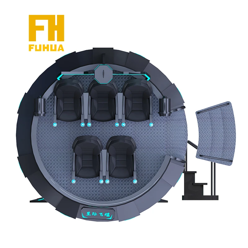 2024 newest 3D VR UFO Flying Saucer family 5 seats 360 degree amusement 9d virtual reality flight simulator for adults