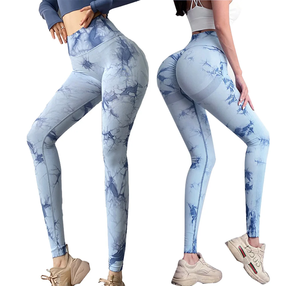 S-SHAPER Women Seamless Tie Dye Yoga Leggings Push Up Workout Fitness Gym Tights Butt Lift Sports Wear High Waist Yoga Pants