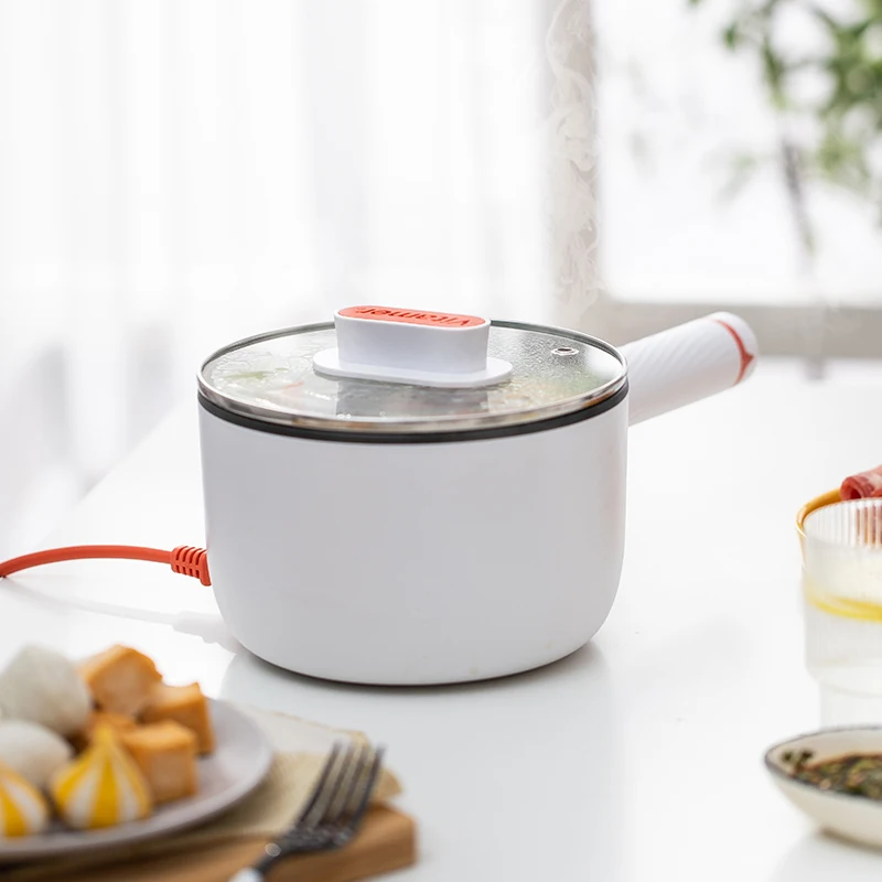 Non-stick multi-functional 1.5L mini pot with boil dry protection for boiling water noodle egg dumpling electric cooker