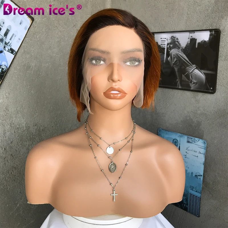 Wholesale Short Straight Pixie Cut Human Hair Wigs For Black Women 13*1 L Part Lace Brazilian Human Hair Lace Front Wigs