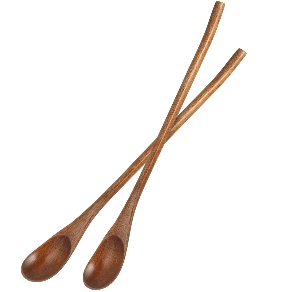 Coffee Spoons Long Handle Wooden Teaspoon Handmade Wood Mixing Spoon for Kitchen Stirring