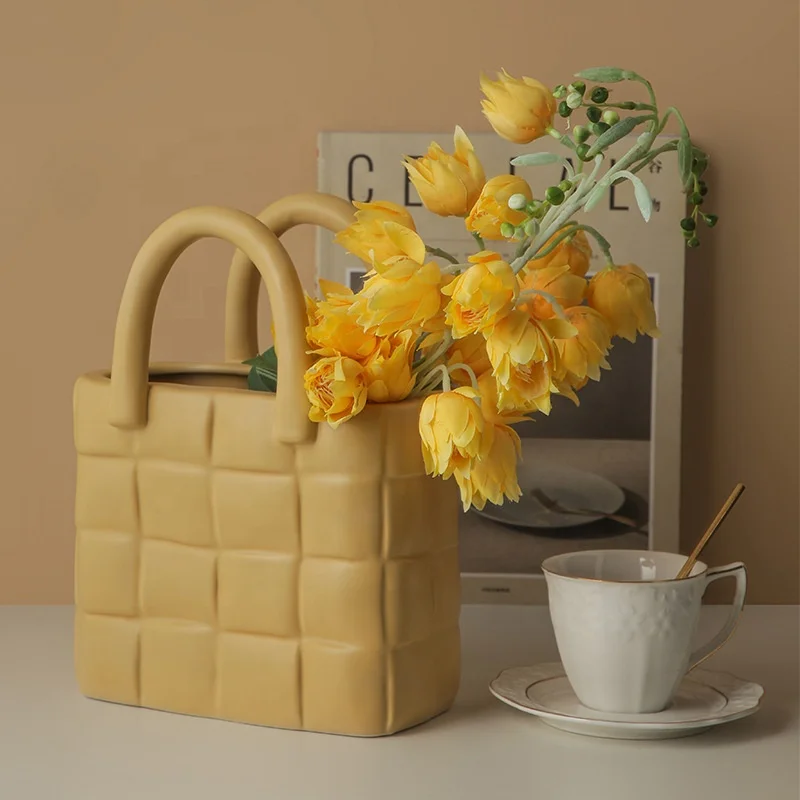 Nordic creative handbags ceramic vases living rooms flower arrangements home decoration ornaments