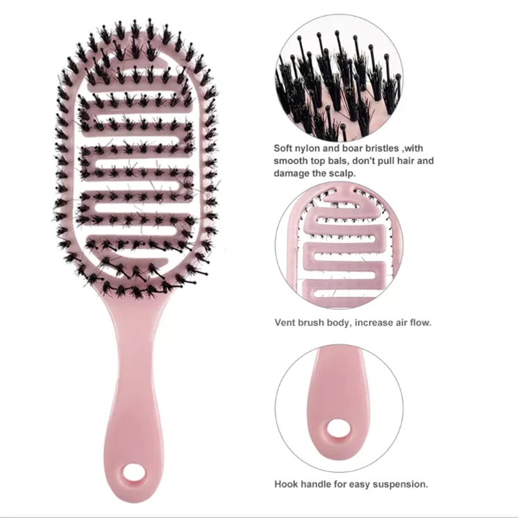 Оптовая продажа ультрафиолетовая Гибкая блестящая мягкая Парикмахерская Щетка Для волнистых волос